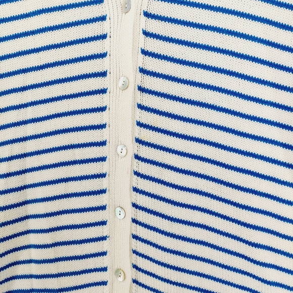 Zara Blue White Stripes Knit Oversized Midi Summer Button Up Dress P1657 - Picture 5 of 11
